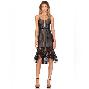 Three Floor Amplify Dress in Black Ink & Nude Size 6